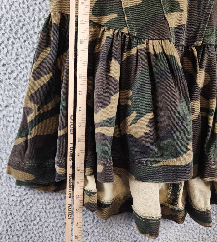 Madonna & Co. Camo Corset Strapless Top Women's L Green Multi Back Zip Closure