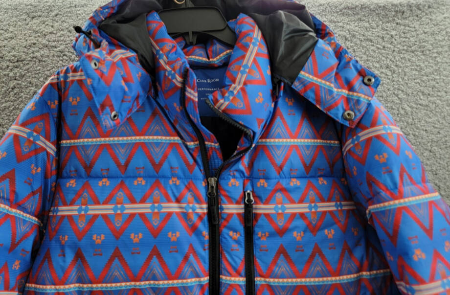 Club Room Performance Water Resistant Hooded Puffer Jacket Men's L Blue Multi