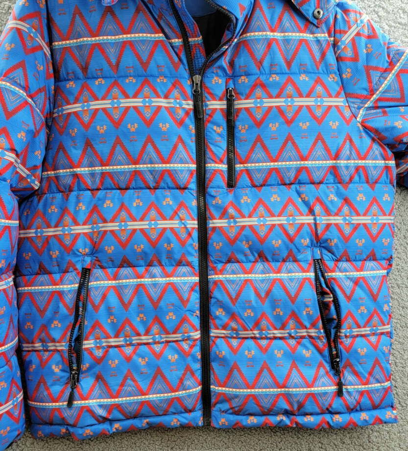 Club Room Performance Water Resistant Hooded Puffer Jacket Men's L Blue Multi