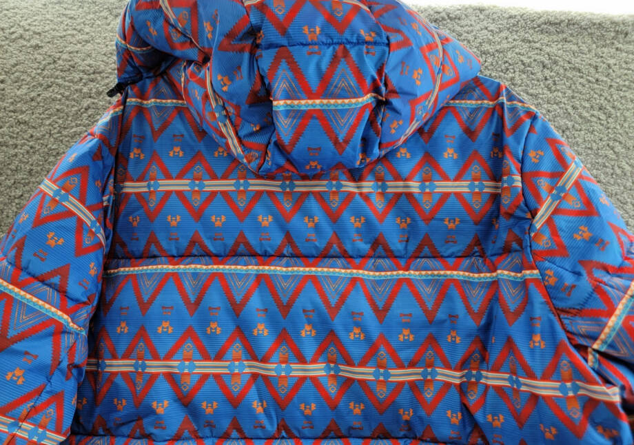 Club Room Performance Water Resistant Hooded Puffer Jacket Men's L Blue Multi