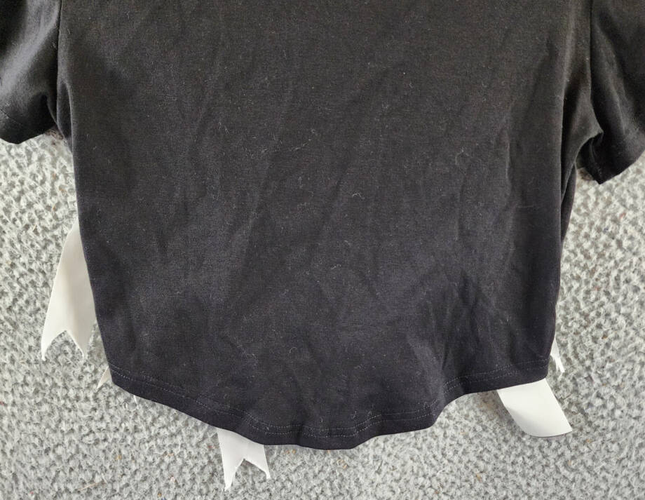 Madonna & Co. 3D Bows Crop T-Shirt Women's L Black Crew Neck Short Sleeve