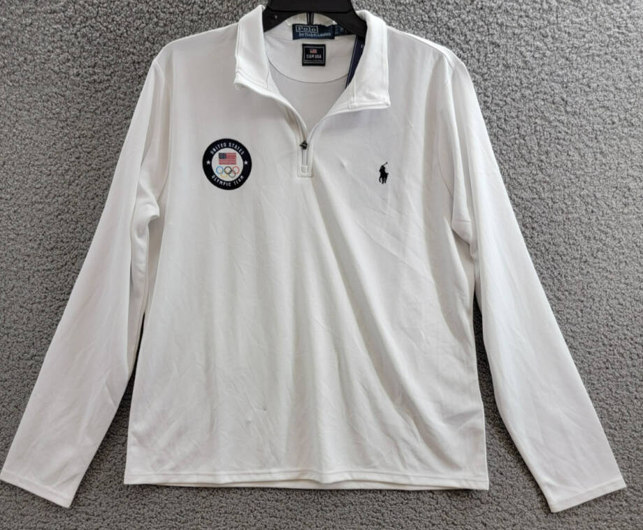 Polo by Ralph Lauren Team USA Micro-Dot Mesh Quarter-Zip Women's XL White L/S