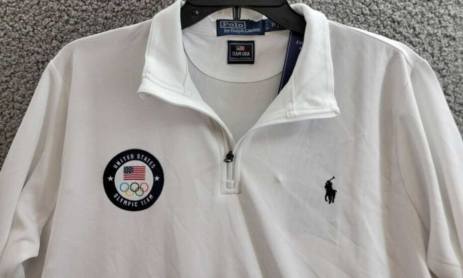 Polo by Ralph Lauren Team USA Micro-Dot Mesh Quarter-Zip Women's XL White L/S