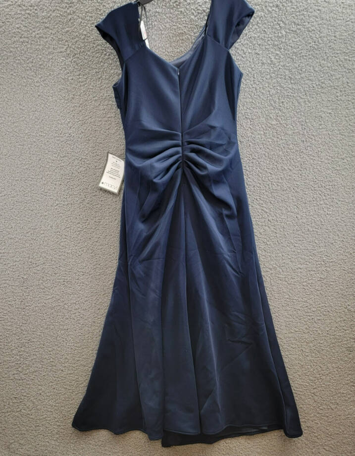 XSCAPE Petite Asymmetric Front Slit Evening Gown Women's 14P Midnight Back Zip