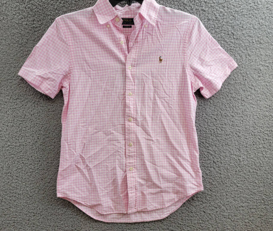 Polo Ralph Lauren Classic-Fit Gingham Oxford Shirt Men's S Pink/White Collared +