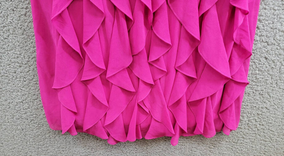 AQUA Corkscrew Ruffle Halter Mini Dress Women's 10 New Fuchsia Back Zip Closure