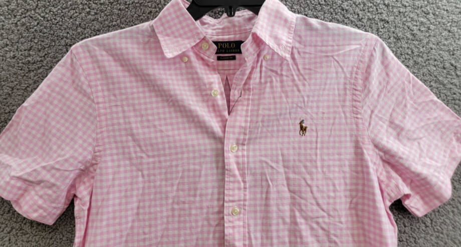 Polo Ralph Lauren Classic-Fit Gingham Oxford Shirt Men's S Pink/White Collared +