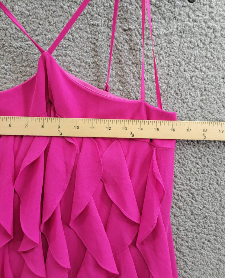 AQUA Corkscrew Ruffle Halter Mini Dress Women's 10 New Fuchsia Back Zip Closure