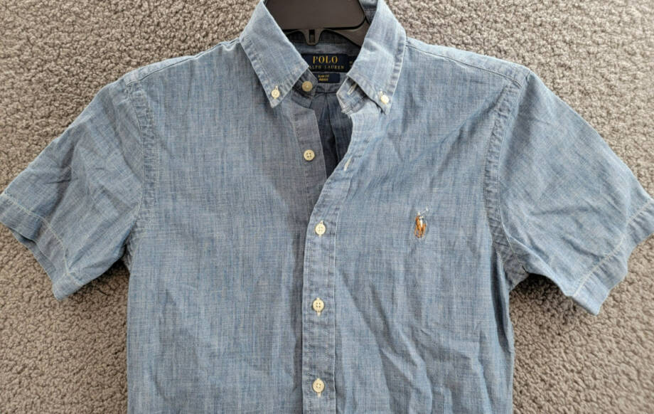 Polo Ralph Lauren Slim-Fit Chambray Shirt Men's XS Medium Indigo Short Sleeve