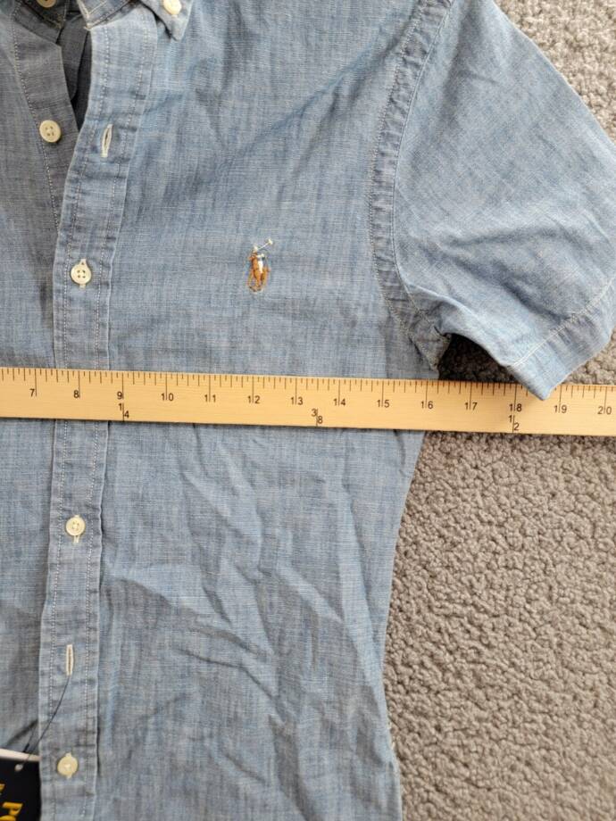 Polo Ralph Lauren Slim-Fit Chambray Shirt Men's XS Medium Indigo Short Sleeve