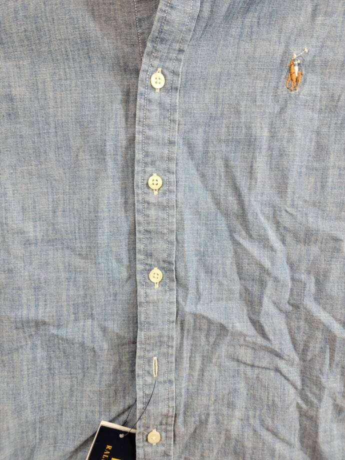 Polo Ralph Lauren Slim-Fit Chambray Shirt Men's XS Medium Indigo Short Sleeve
