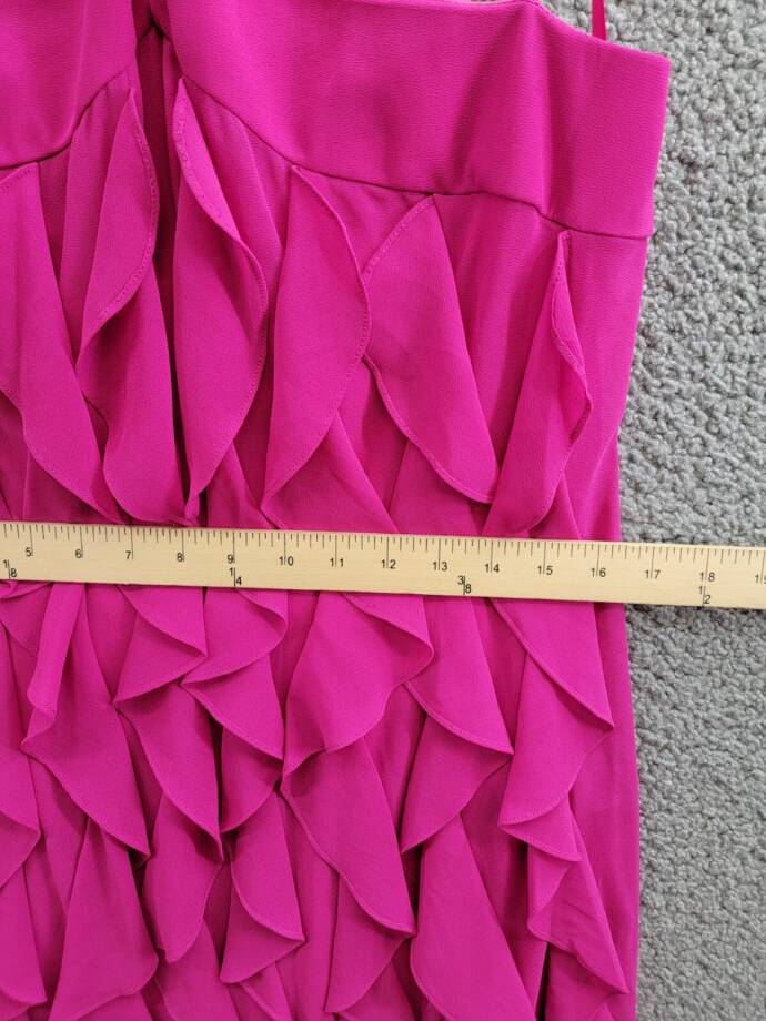 AQUA Corkscrew Ruffle Halter Mini Dress Women's 10 New Fuchsia Back Zip Closure