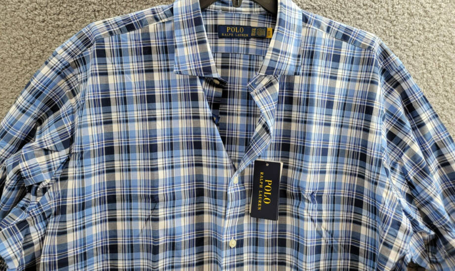 Polo Ralph Lauren Big & Tall Plaid Stretch Poplin Shirt Men's 2XB Blue Multi L/S