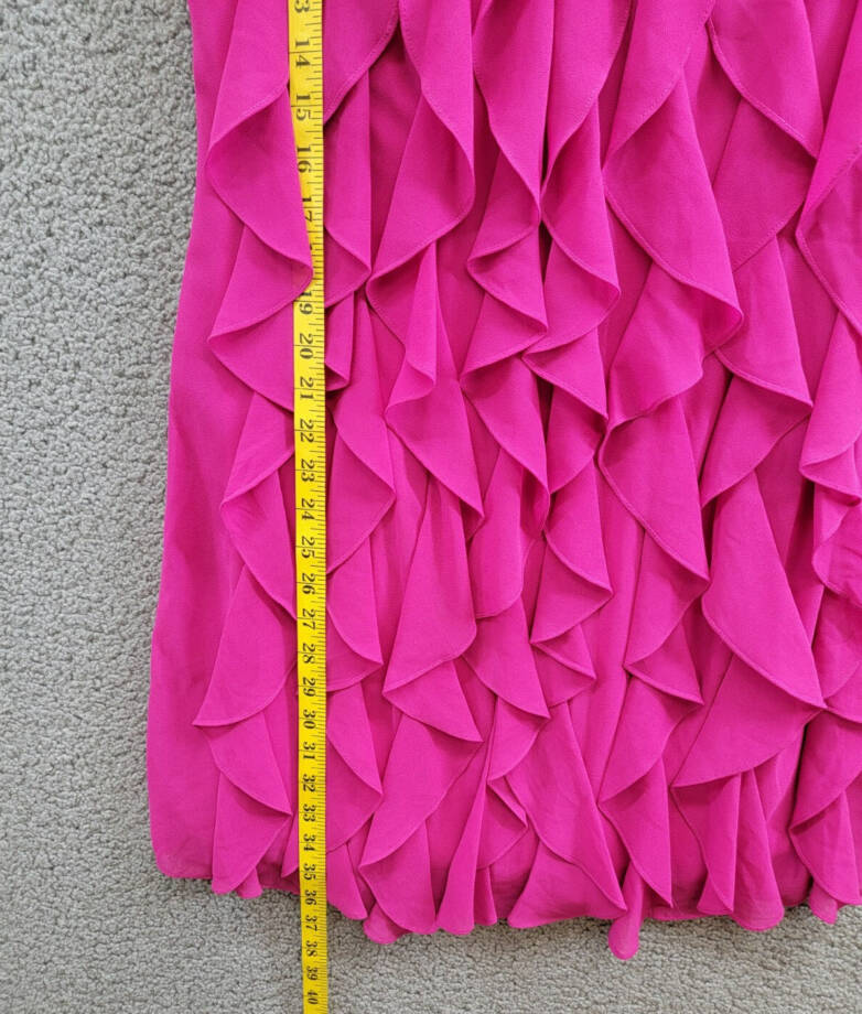 AQUA Corkscrew Ruffle Halter Mini Dress Women's 10 New Fuchsia Back Zip Closure