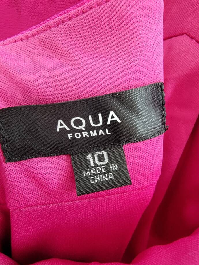 AQUA Corkscrew Ruffle Halter Mini Dress Women's 10 New Fuchsia Back Zip Closure