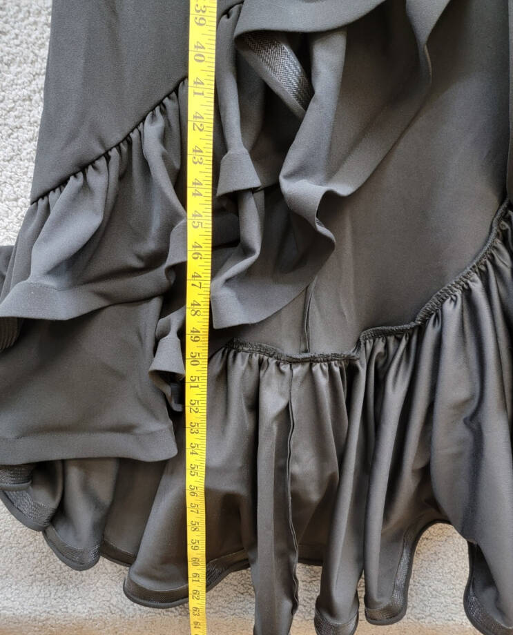 AQUA Racerback Ruffle Hem Gown Women's 4 Black Mock Neck Sleeveless Back Zip