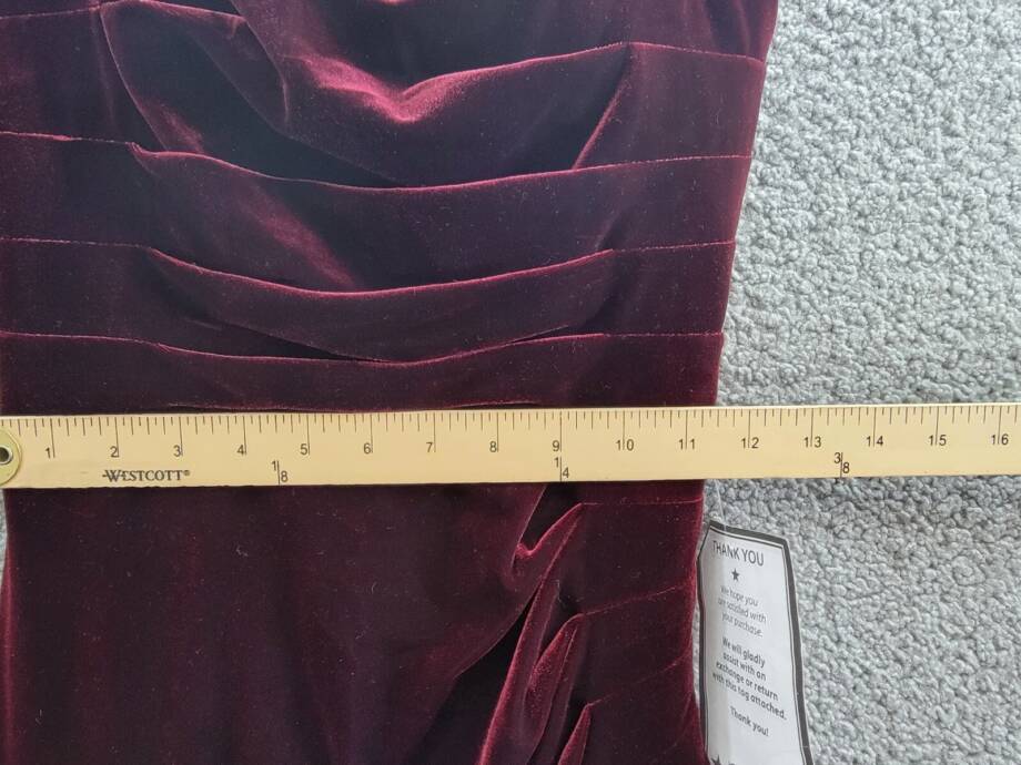 Xscape Petite Velvet Bustier Sleeveless Side-Slit Gown Women's 6P Burgundy