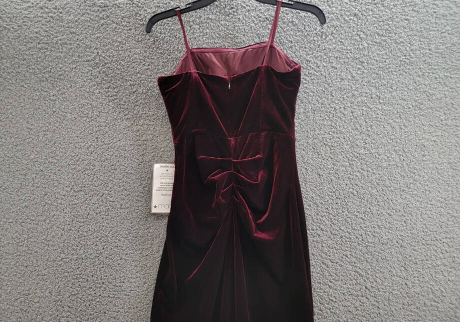 Xscape Petite Velvet Bustier Sleeveless Side-Slit Gown Women's 6P Burgundy