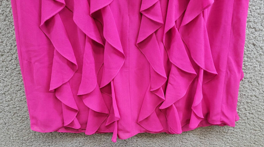 AQUA Corkscrew Ruffle Halter Mini Dress Women's 10 New Fuchsia Back Zip Closure
