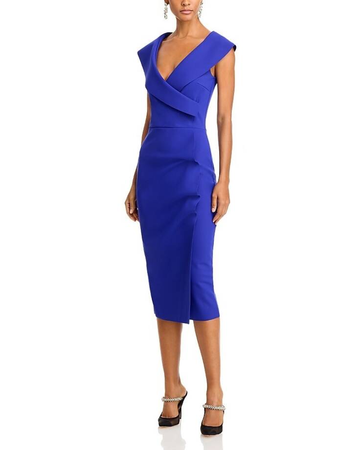 Chiara Boni La Petite Robe Draped Faux Wrap Dress Women's Inchiostro Pullover 42