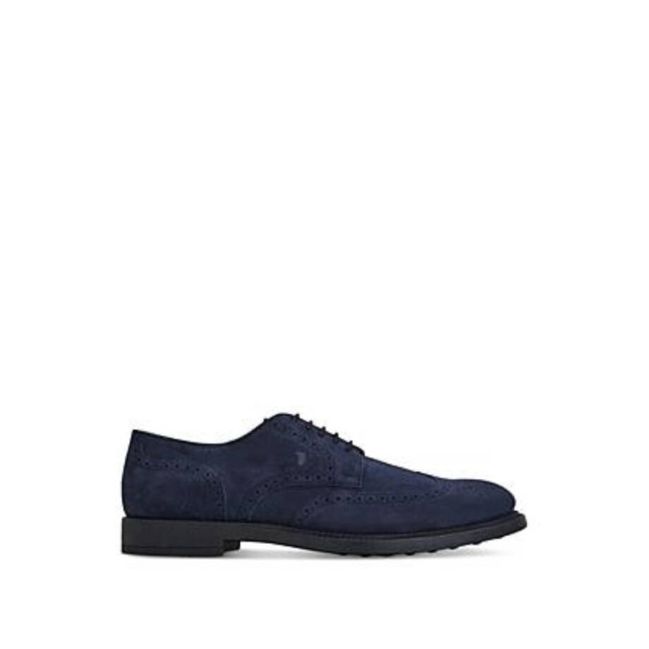 Tod's Bucature Forma Wingtip Derby Dress Shoes Men's Navy Blue Lace Up 8.5 US