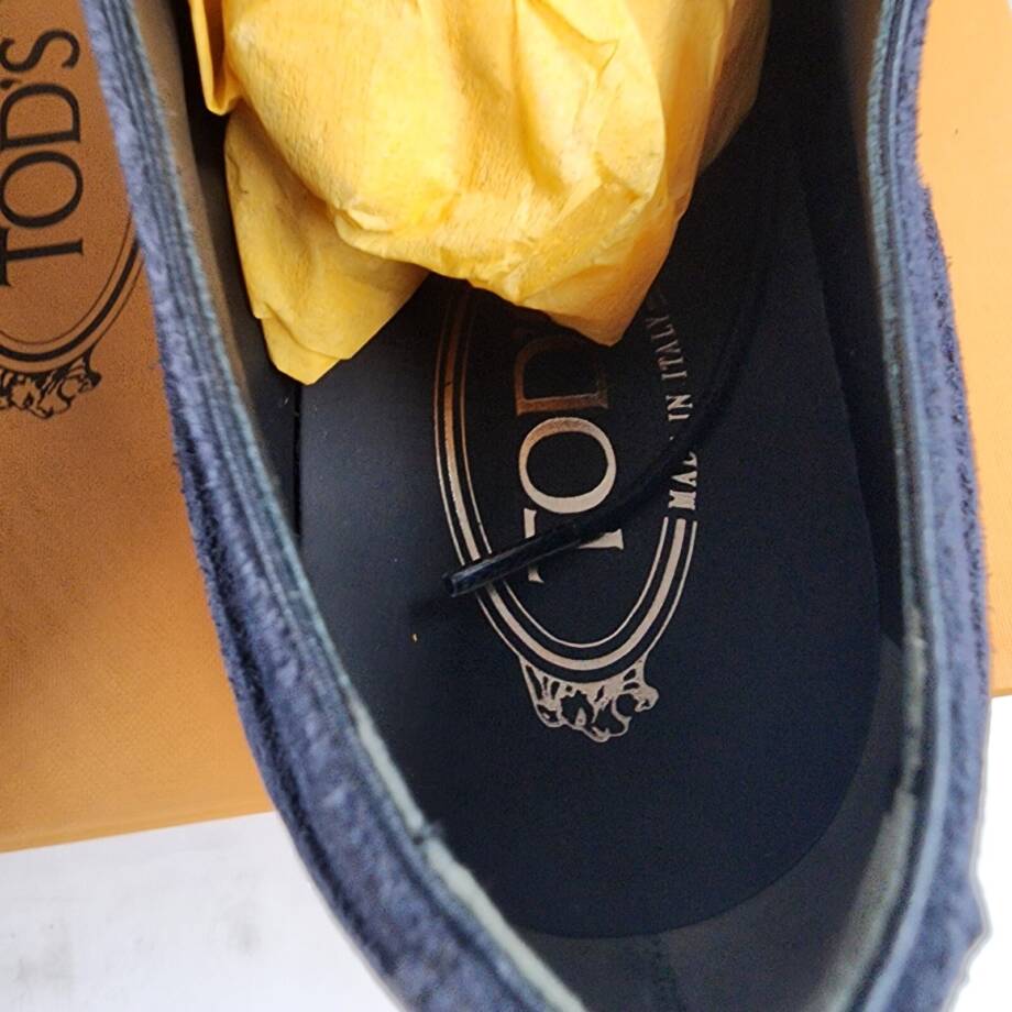 Tod's Bucature Forma Wingtip Derby Dress Shoes Men's Navy Blue Lace Up 8