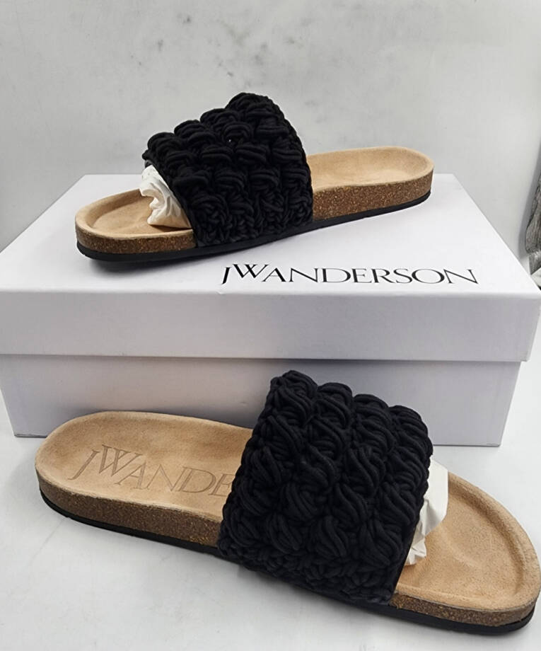 JW Anderson Ca/Fa Crochet Slip On Slide Sandals Men's 45/12 US Black Open Toe