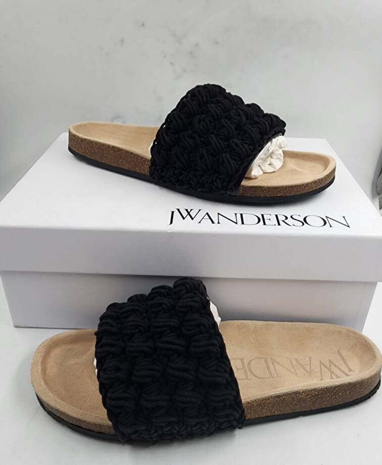 JW Anderson Ca/Fa Crochet Slip On Slide Sandals Men's 45/12 US Black Open Toe