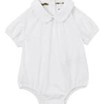 Burberry Collared One Piece Baby Girls' 18M White Short Sleeve Snap Back Closure