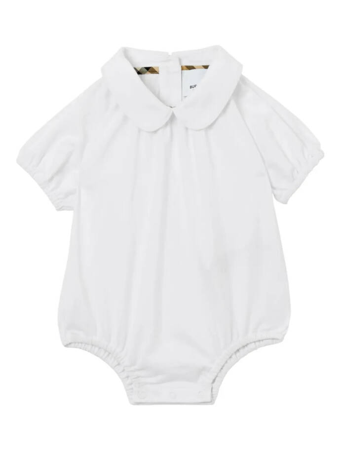 Burberry Collared One Piece Baby Girls' 18M White Short Sleeve Snap Back Closure