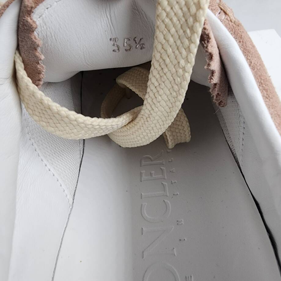 Moncler Monaco 2 Low Top Sneakers Womens 35.5/5.5US Light Pink Round Toe Lace Up
