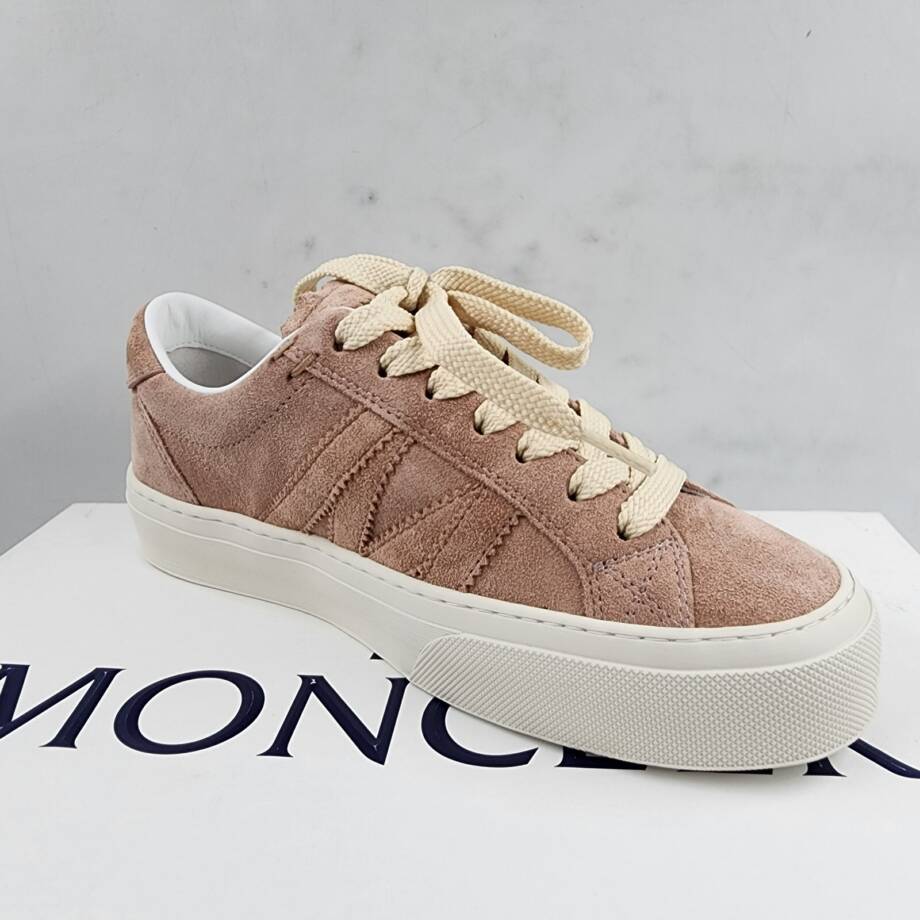 Moncler Monaco 2 Low Top Sneakers Womens 35.5/5.5US Light Pink Round Toe Lace Up