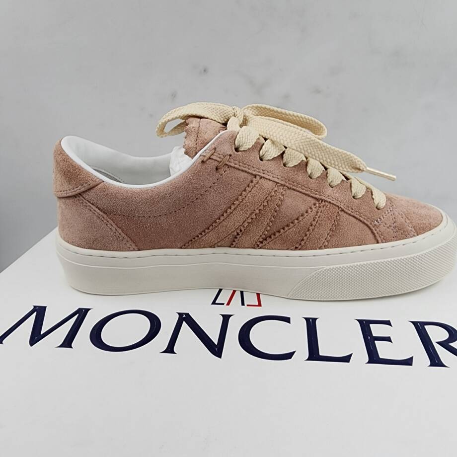 Moncler Monaco 2 Low Top Sneakers Womens 35.5/5.5US Light Pink Round Toe Lace Up