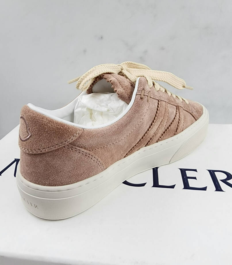 Moncler Monaco 2 Low Top Sneakers Womens 35.5/5.5US Light Pink Round Toe Lace Up