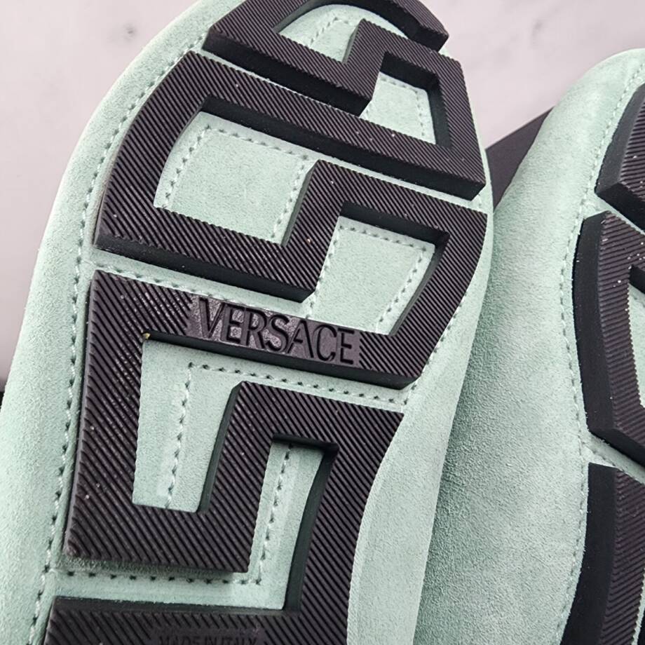 Versace Medusa Coin Penny Driving Loafer Men's 40 Mint Green Moc Toe Slip On