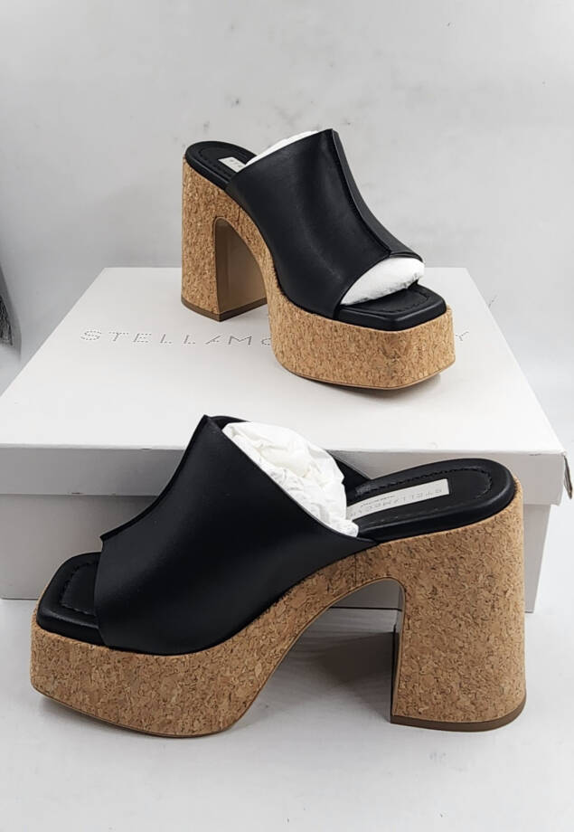 Stella McCartney Skyla Platform Mule Sandals Women's 38/8 US Black Slip On