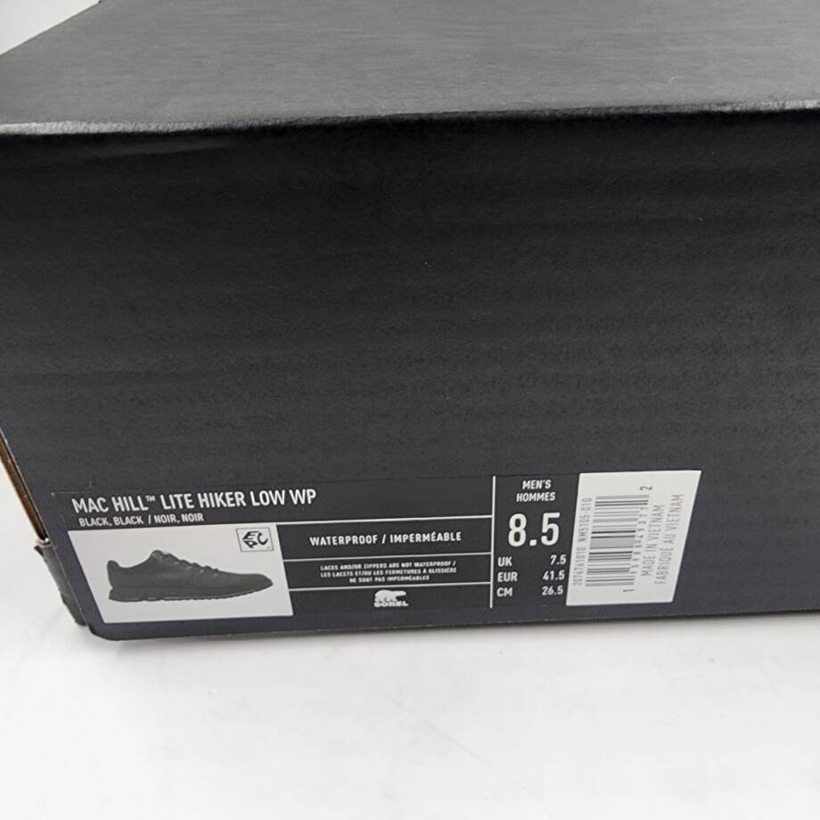 SOREL Mac Hill Lite Hiker Low Waterproof Sneaker Men's 8.5 Black Lace Up Closure