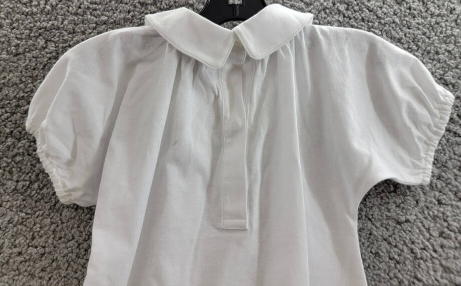 Burberry Collared One Piece Baby Girls' 18M White Short Sleeve Snap Back Closure