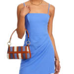 FRENCH CONNECTION Whisper Straight Mini Dress Women's 12 Baja Blue Zip Closure