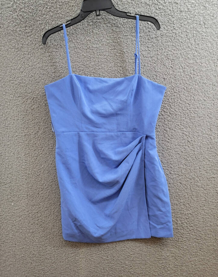 FRENCH CONNECTION Whisper Straight Mini Dress Women's 12 Baja Blue Zip Closure
