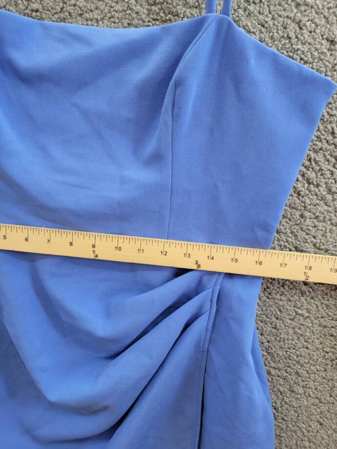 FRENCH CONNECTION Whisper Straight Mini Dress Women's 12 Baja Blue Zip Closure