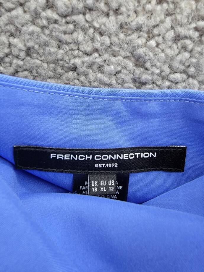 FRENCH CONNECTION Whisper Straight Mini Dress Women's 12 Baja Blue Zip Closure