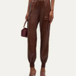 Cinq à Sept Jenning Vegan Leather Cargo Pants Women's S Espresso Pullon Style