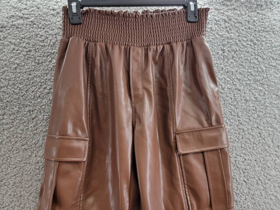 Cinq à Sept Jenning Vegan Leather Cargo Pants Women's S Espresso Pullon Style