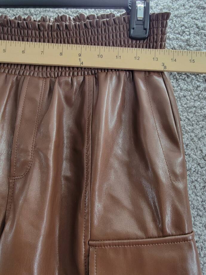 Cinq à Sept Jenning Vegan Leather Cargo Pants Women's S Espresso Pullon Style