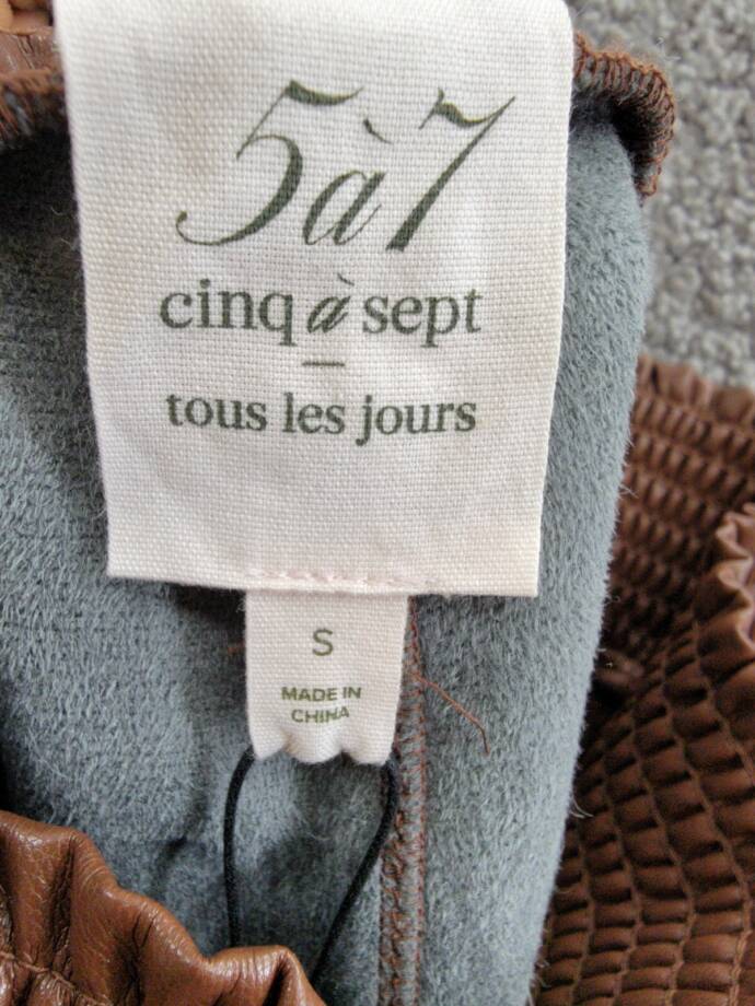 Cinq à Sept Jenning Vegan Leather Cargo Pants Women's S Espresso Pullon Style