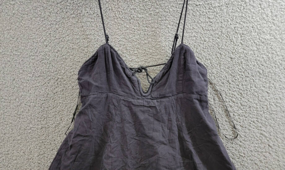Free People Altura Mini Dress Women's L Black Sleeveless Linen Blend Back Zip