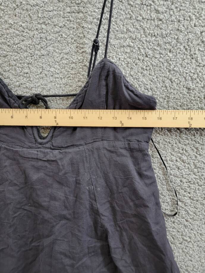 Free People Altura Mini Dress Women's L Black Sleeveless Linen Blend Back Zip