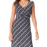 NIC+ZOE Midnight Shibori Twist Front Dress Women XS Black Multi V-Neck Pullover
