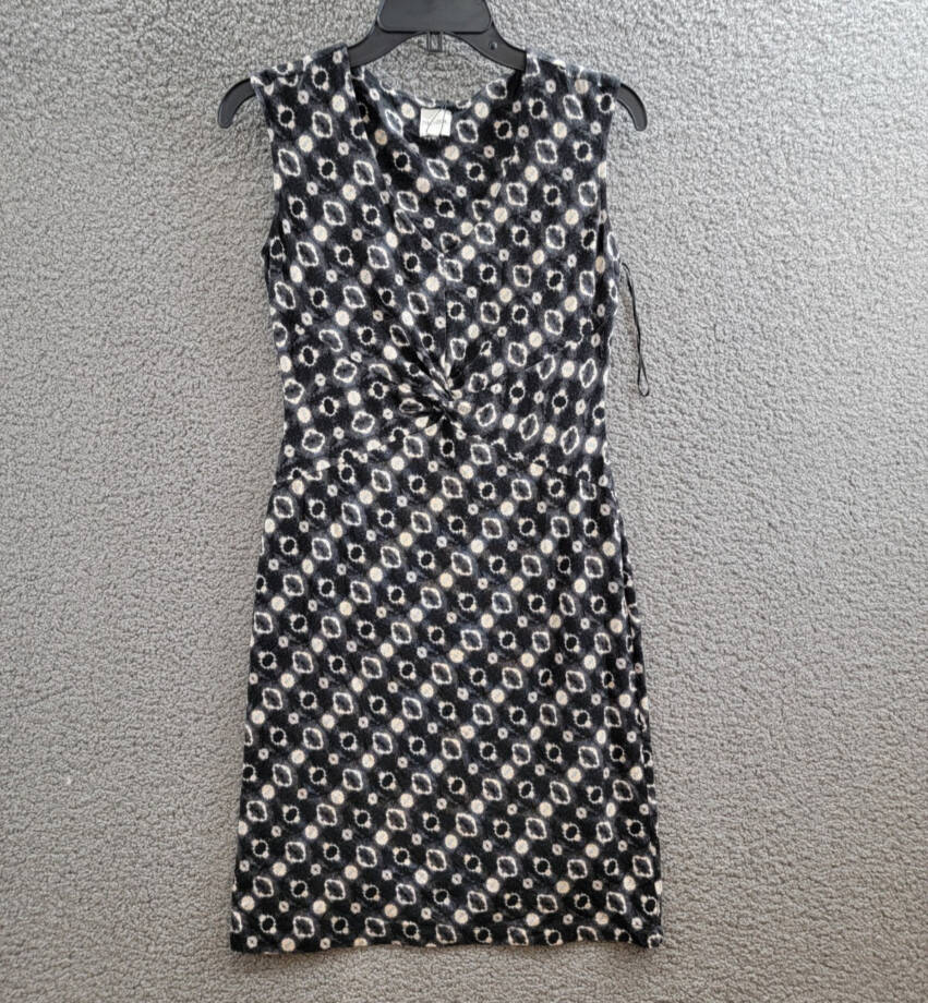 NIC+ZOE Midnight Shibori Twist Front Dress Women XS Black Multi V-Neck Pullover